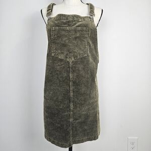 Olive Corduroy Overall Dress